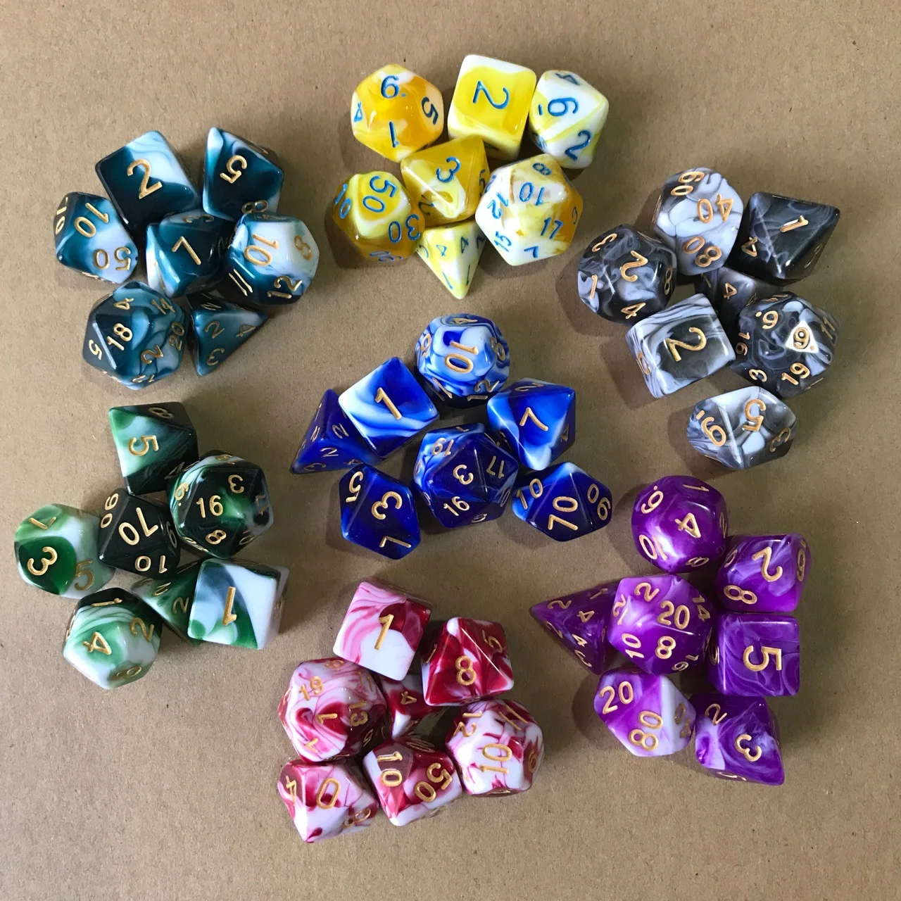 Новые полимерные многогранные игральные кости 7 шт./лот d & d4 d6 d8 d10 % d12 d20 для игр TRPG