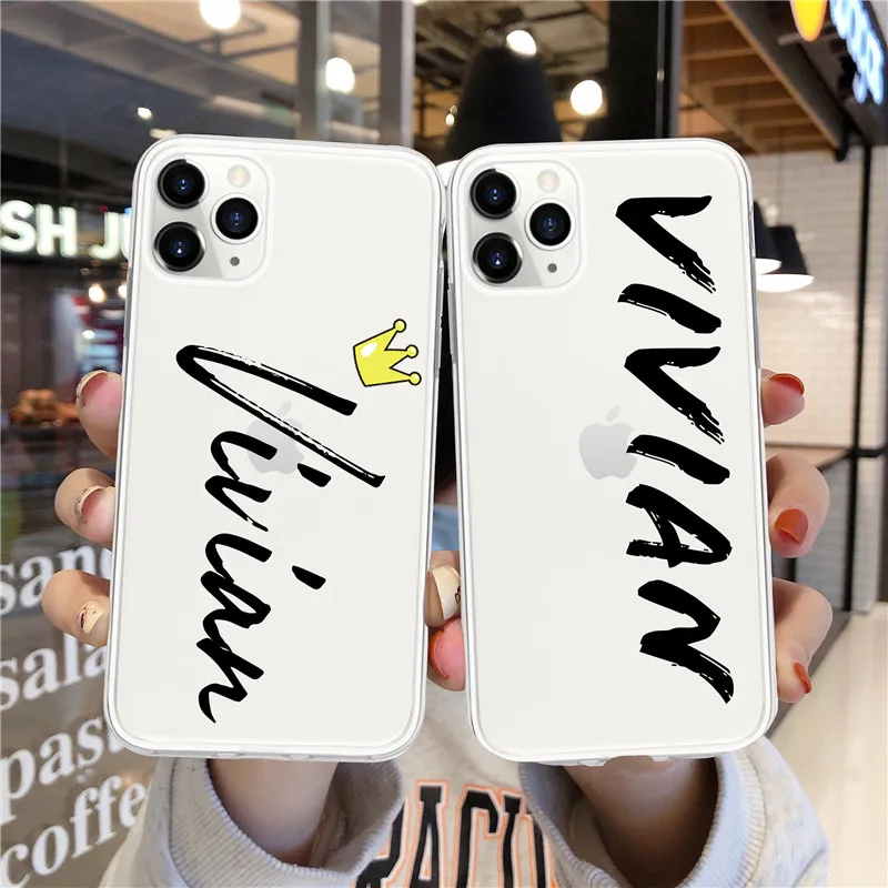 Name DIY Case for Apple iPhone 13 12 11 Pro Max 6S 7 8 Plus SE2020 XS MAX XR Case Custom Your Name Candy Color Cases Cover Funda