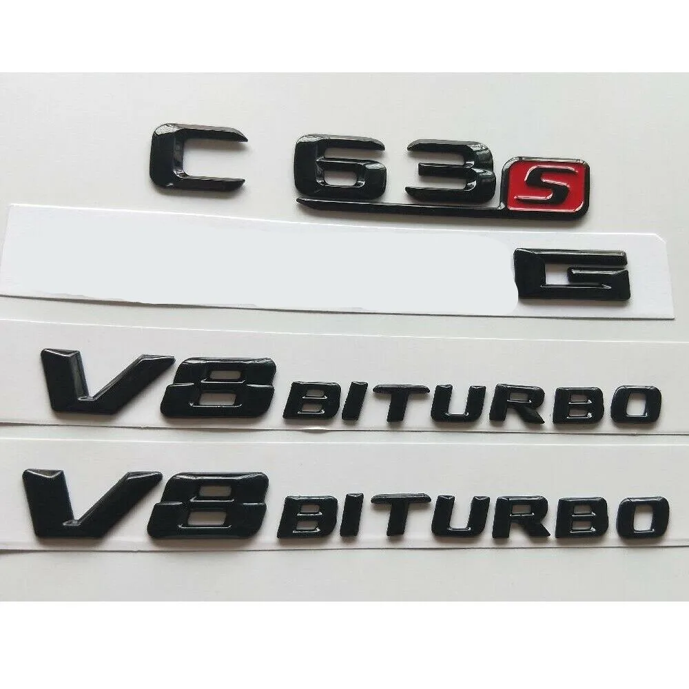 Глянцевые черные 3D буквы C63s Для AMG V8 BITURBO эмблемы для Mercedes W204 W205 | Автомобили и