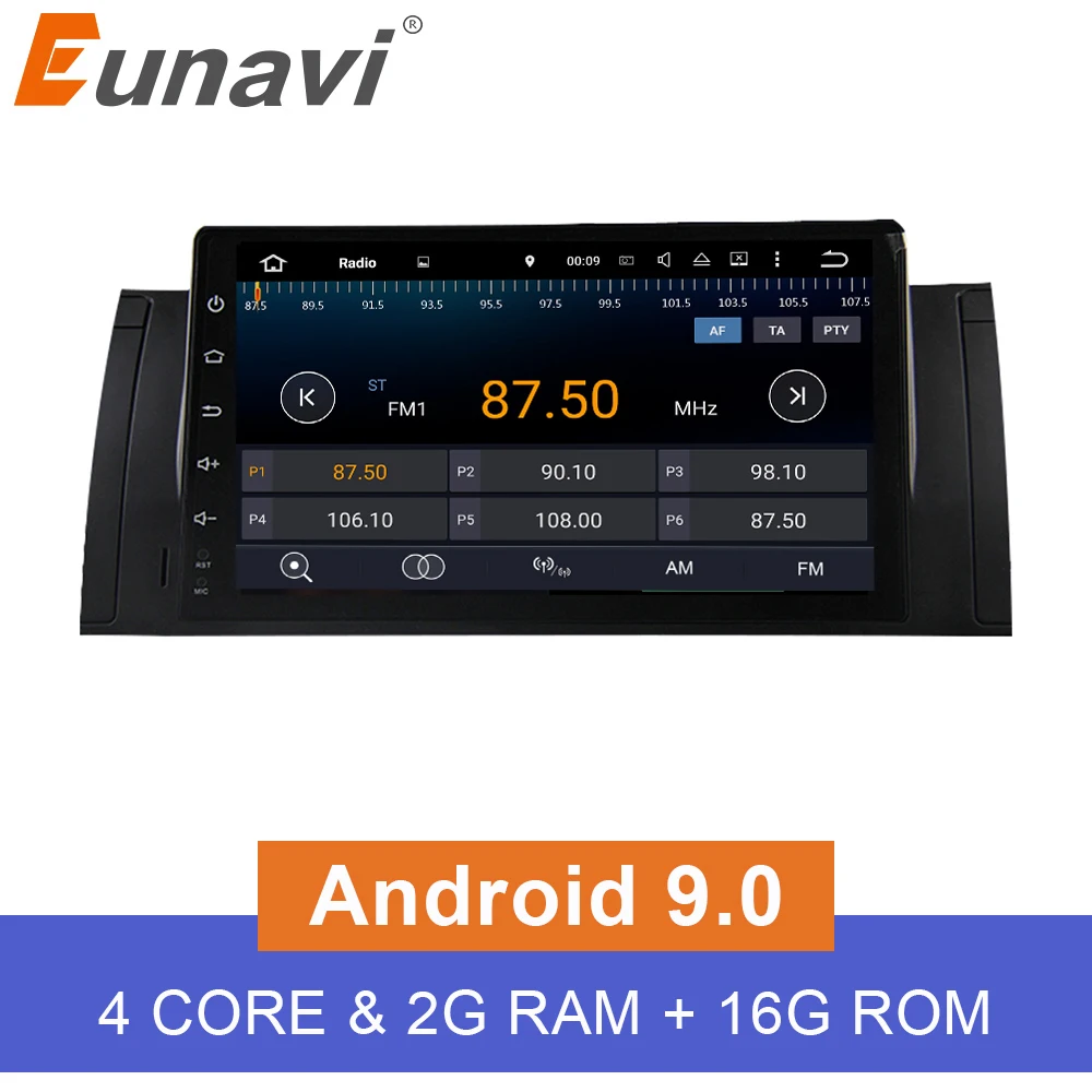 Автомагнитола Eunavi 1 Din Android 9 0 4 ядра GPS стерео для BMW E53 E39 X5 поддержка TV 3G Wi Fi OBD DVR