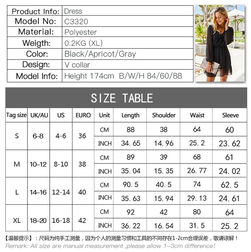 

Deenor Spring Summer Lady Chiffon Dress 2021 Fashion Women Long Sleeved Polka Dot Mini Dress Ruffle V Neck Evening Party Robe