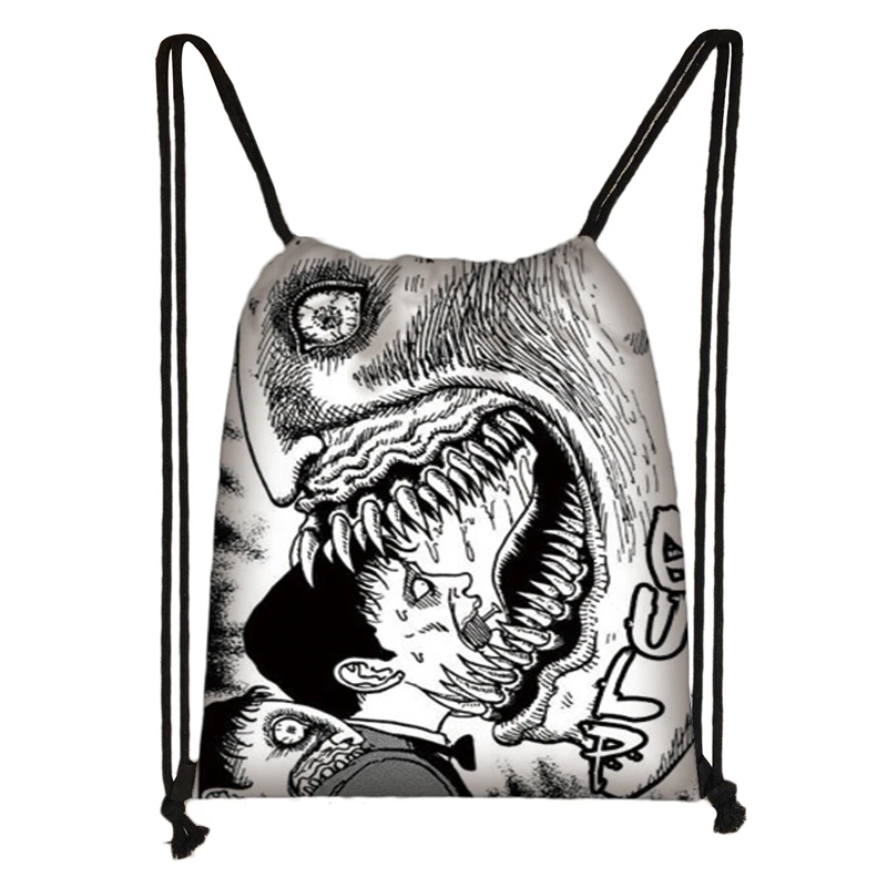 skdmanga09 Horror manga drawstring сумка Junji Ito Женская и мужская сумка для хранения Jorogumo/slug девушка холщовый рюкзак дорожный рюкзак Подростковая сумка - Цвет: skdmanga09
