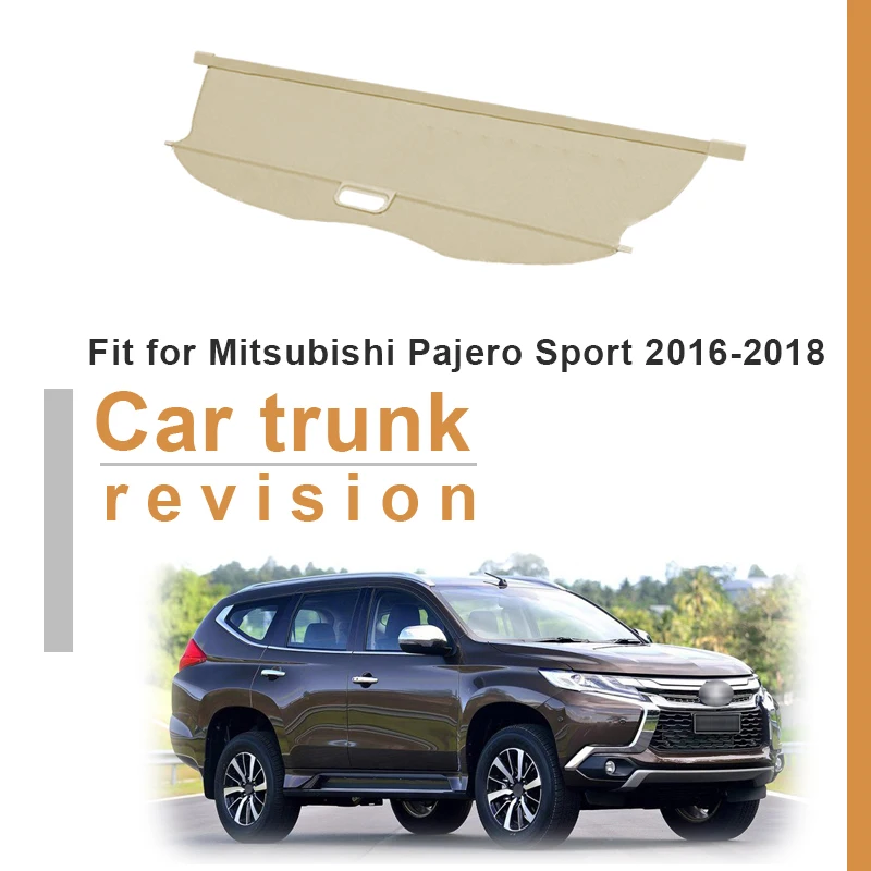 

OUIO 1Set Car Rear Trunk Cargo Cover For Mitsubishi Pajero Sport 2016 2017 2018 Black Security Shield Shade Auto accessories