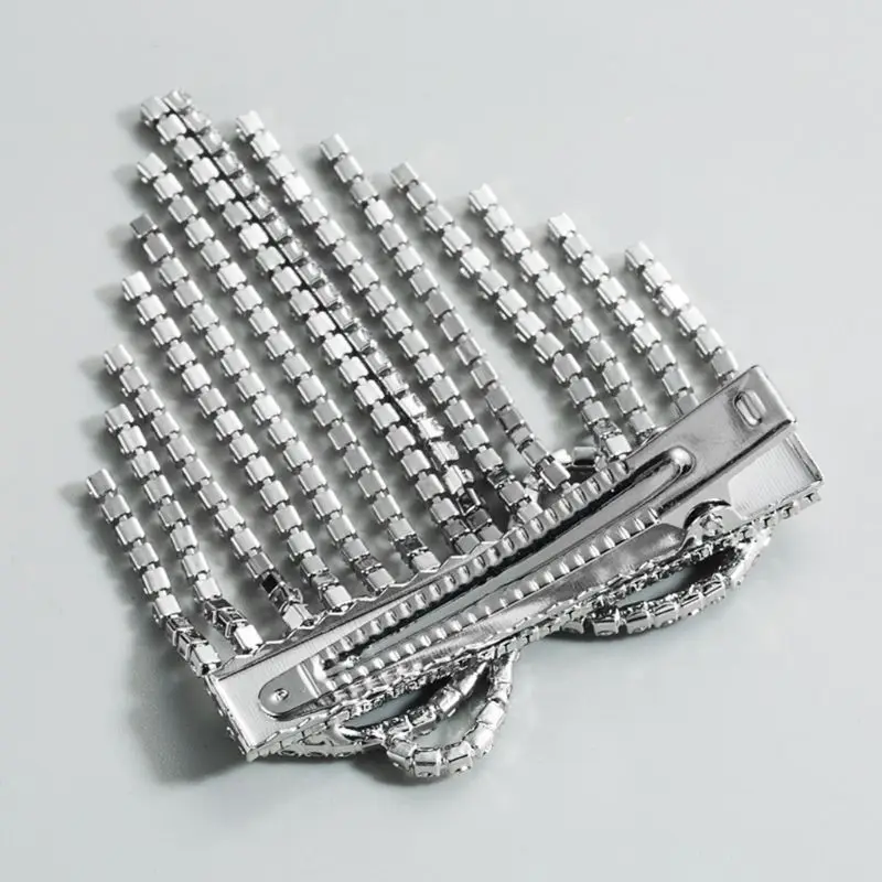 

Wedding Bridal Jewelry Metal Hair Clip Glitter Rhinestone Tassels Fringe Hairpin 63HC