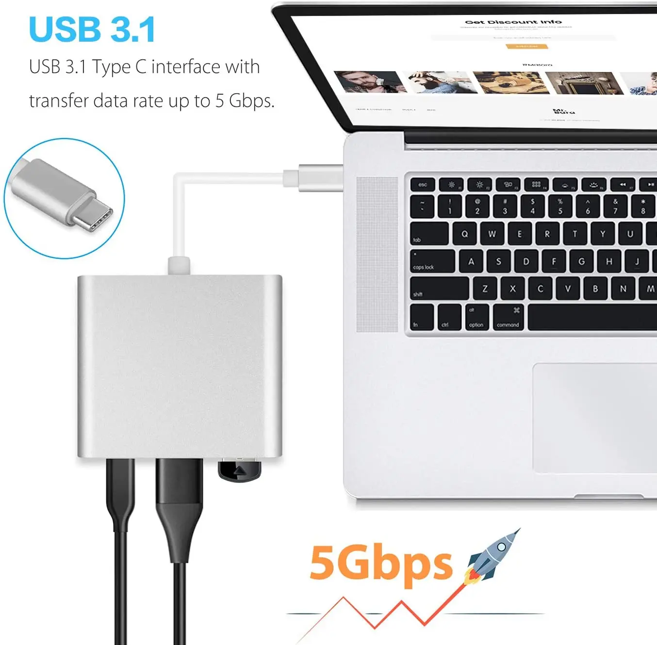 

USB C to HDMI Multiport Adapter 3in1 Type-C Hub Thunderbolt 3 3.0 Port and PD60W Charging Portfor MacBook Pro Samsung Galaxy S20