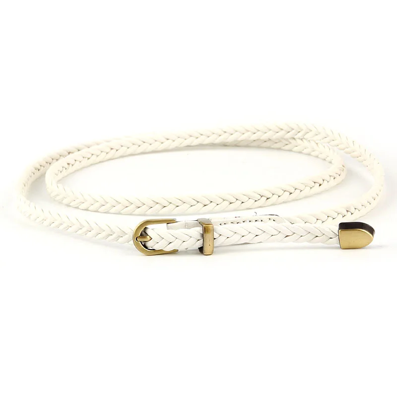 

New Women Thin Waist Belt PU Leathe Braid Weave All-match Pin Belts -MX8