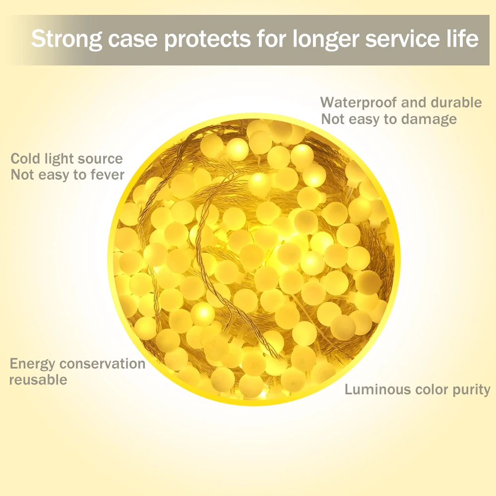 СВЕТОДИОДНАЯ Гирлянда в форме шара 20 футов водонепроницаемая для рождественской