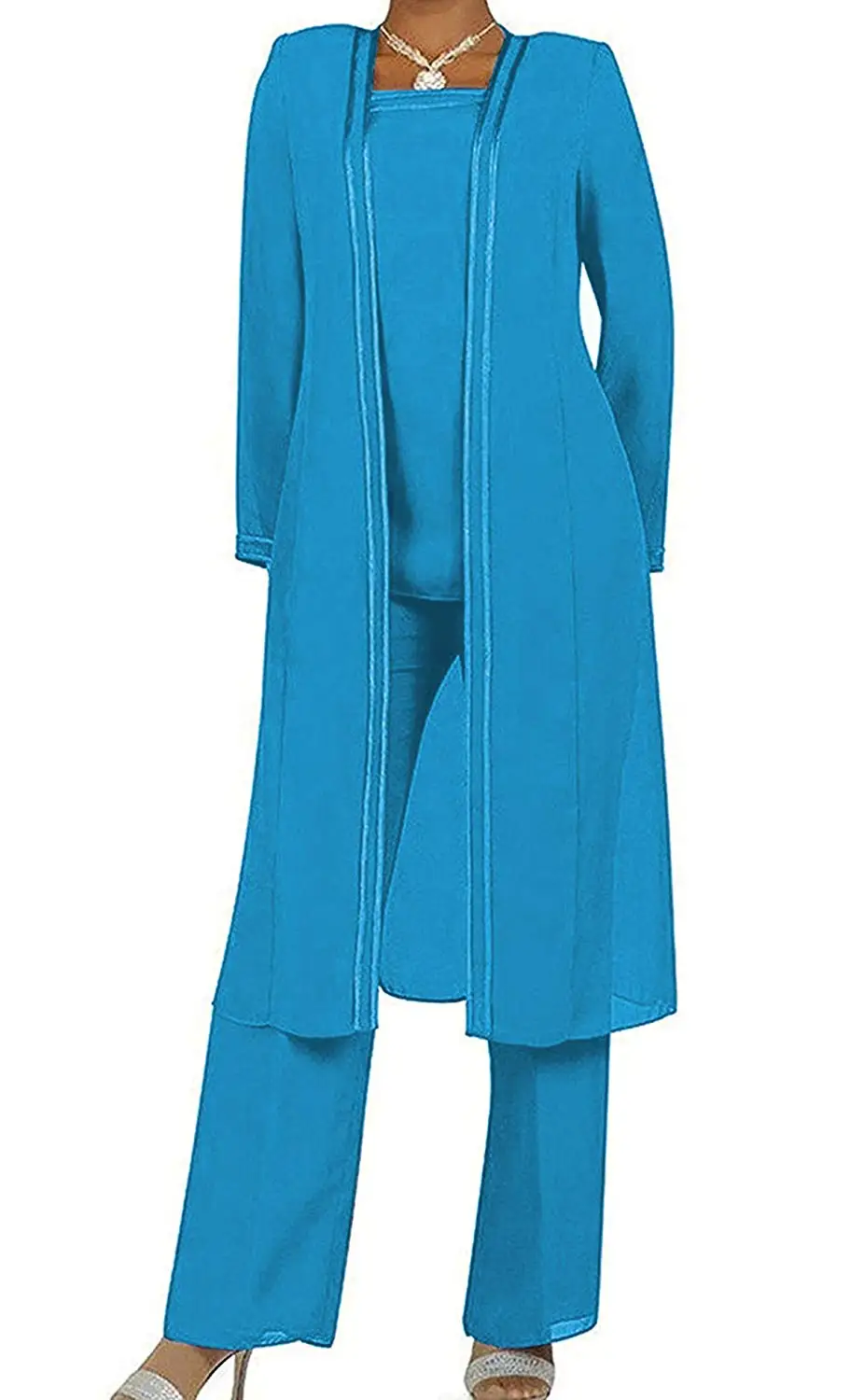 Женское длинное шифоновое платье для матери невесты костюм из трех предметов с