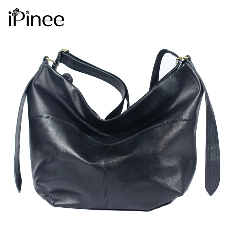 IPinee 100% элегантная женская сумка через плечо из коровьей кожи черная модная