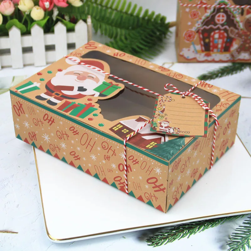 

Christmas Cookie Box Kraft Paper Candy Gift Boxes 2021 Christmas Decorations for Home Xmas Kids Gift New Year 2022 Navidad Natal
