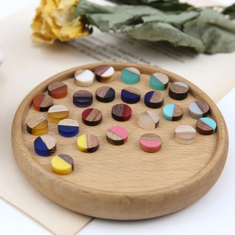 Оптовая продажа 50 шт. 10 мм Круглые разноцветные плоские кабошоны из смолы в