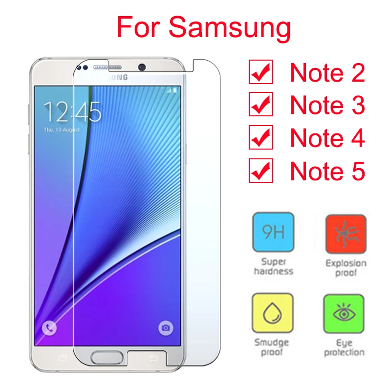 9H прозрачное закаленное стекло для samsung Galaxy Note 4 5 2 Защитная пленка II V IV N7100 N920