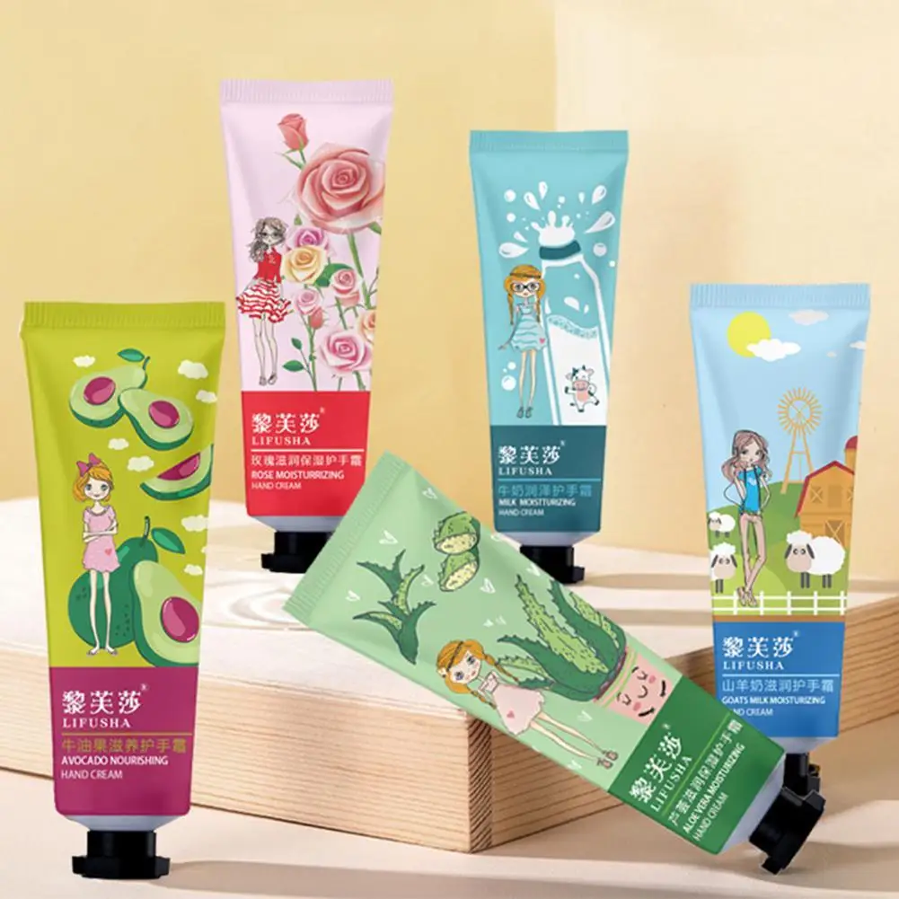 

5 Style Fruit Plant Fragrance Hand Cream Moisturizing Soft and Smooth Green Botanical and Fruit Extracts Hand Care