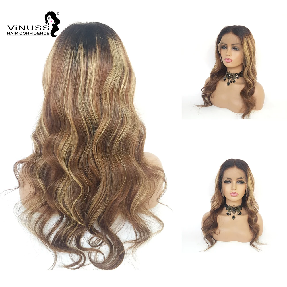 13x6 парики из натуральных волос на кружеве Омбре 1B/6# Highlight 27# светлые парики из натуральных волос для женщин