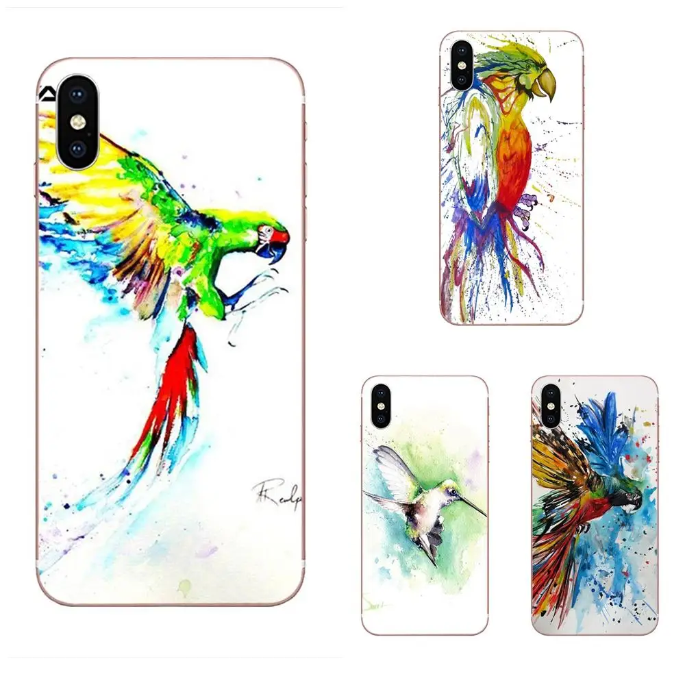 Акварельная красивая птица попугай винтажный холст для samsung Galaxy Note 5 8 9 S3 S4 S5 S6 S7 S8 S9
