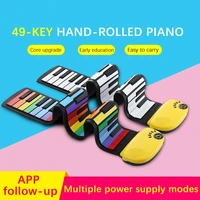 roll up flexible piano toys 49 keys silicone portable foldable soft keyboard electronic rainbow piano for kid adult beginners