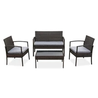 outdoor furniture set 4 pcs outdoor patio rattan wicker furniture set with table sofa cushioned light grey