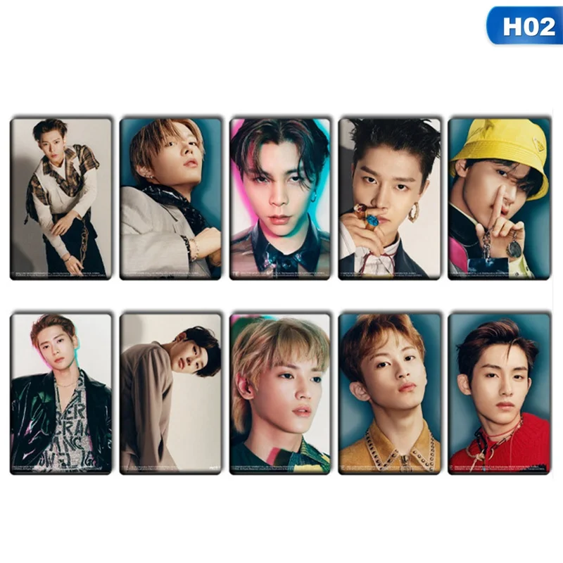 H02 10 шт./компл. k-pop NCT 127 мини-альбом карты с кристаллами наклейки автограф фотокарты бумажные карты - Цвет: H02
