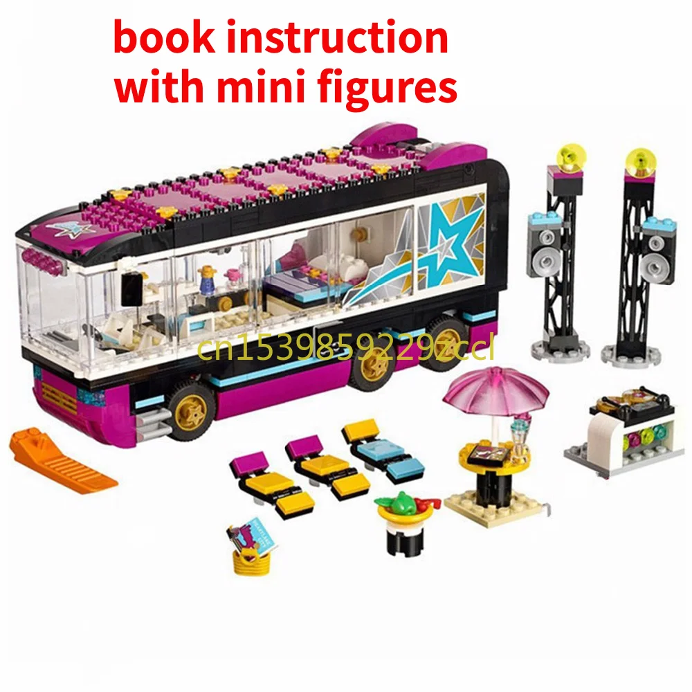

684Pcs Friends Pop Star Tour Bus Building Blocks Compatible 41106 Friends Figures Bricks Toys for Girls Model Toy Gift