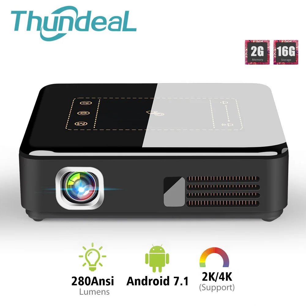 ThundeaL Android 7,1 DLP проектор T20 Pico 3D светодиодный T5 Проектор Wi-Fi Bluetooth мини поддержка 4K батарея для домашнего кинотеатра