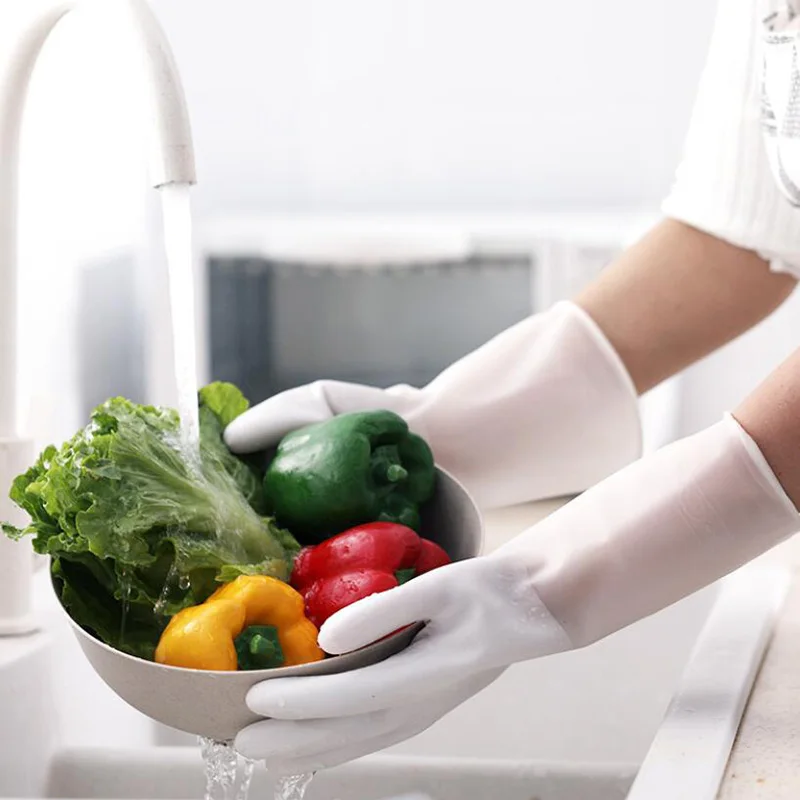 

Женские Водонепроницаемые резиновые латексные перчатки для мытья посуды, прочные кухонные рабочие приборы для уборки дома