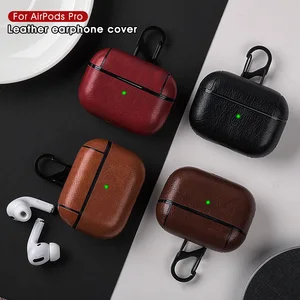 Кожаный чехол для AirPods Pro, футляр для зарядки наушников, чехол с защитой от потери для Apple Airpods 3, 2, 1, чехол с крючком