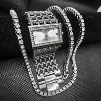 3pcs set iced out watches for women necklace bracelet rhinestone choker bling bling crystal tennis chains women jewelry hip hop