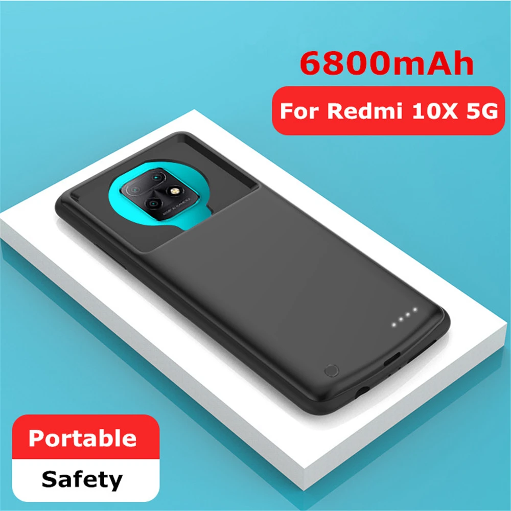 

6800mAh Power Bank For Xiaomi Redmi 10X 5G Battery Cases Portable Charger Powerbank Charging Cover for Redmi 10X Battery Cover