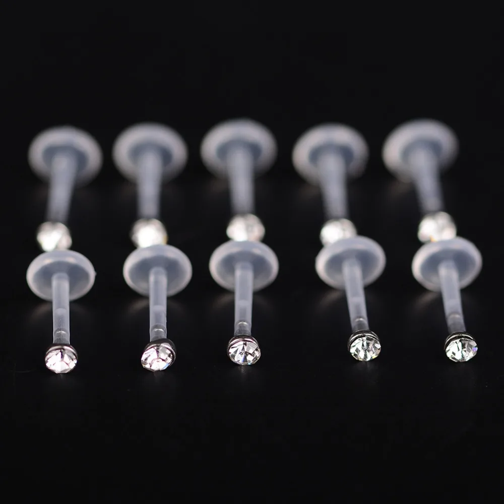 Imixlot 5 шт. Мода Круглый Циркон CZ 316l сталь и PTFE Labret губы бар кольцо пирсинг для хрящевой части уха Tragus сексуальная девушка ювелирные изделия 16 г