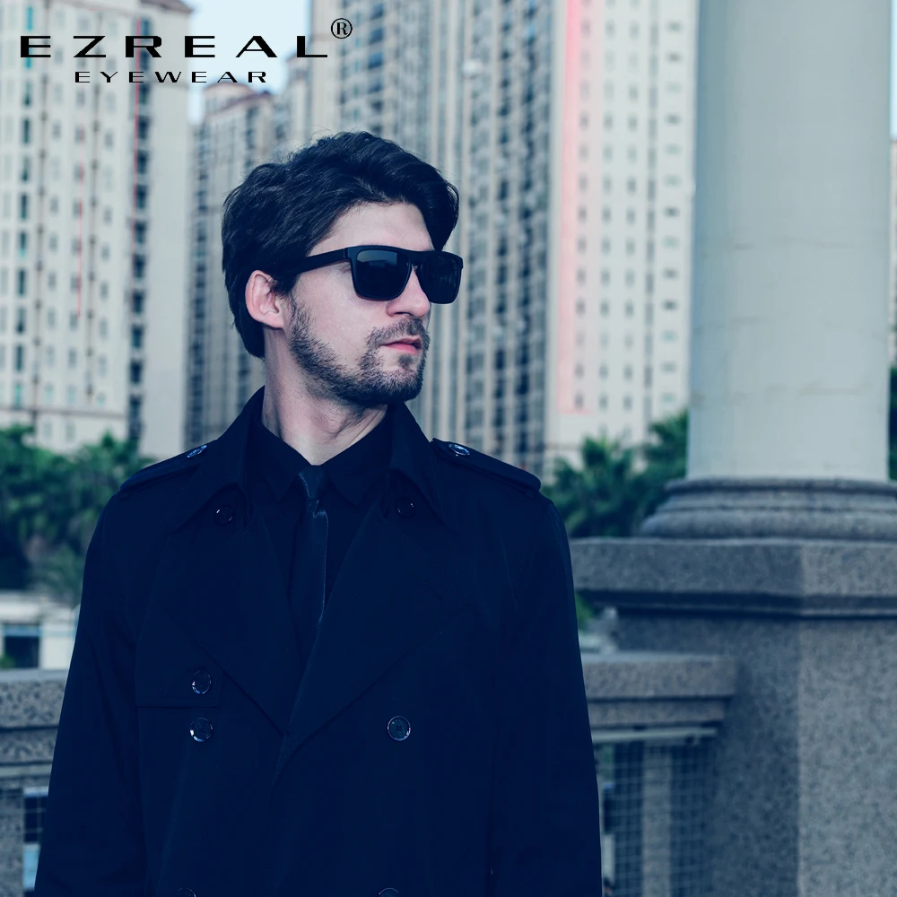 EZREAL Новое поступление черные деревянные поляризованные солнцезащитные очки для