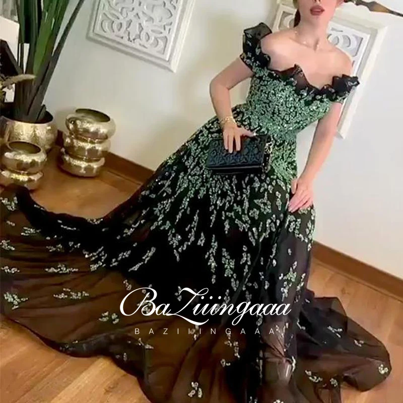 BAZIIINGAAA Роскошные вечерние платья длинное женское платье 2021 блестками Robe De Soir
