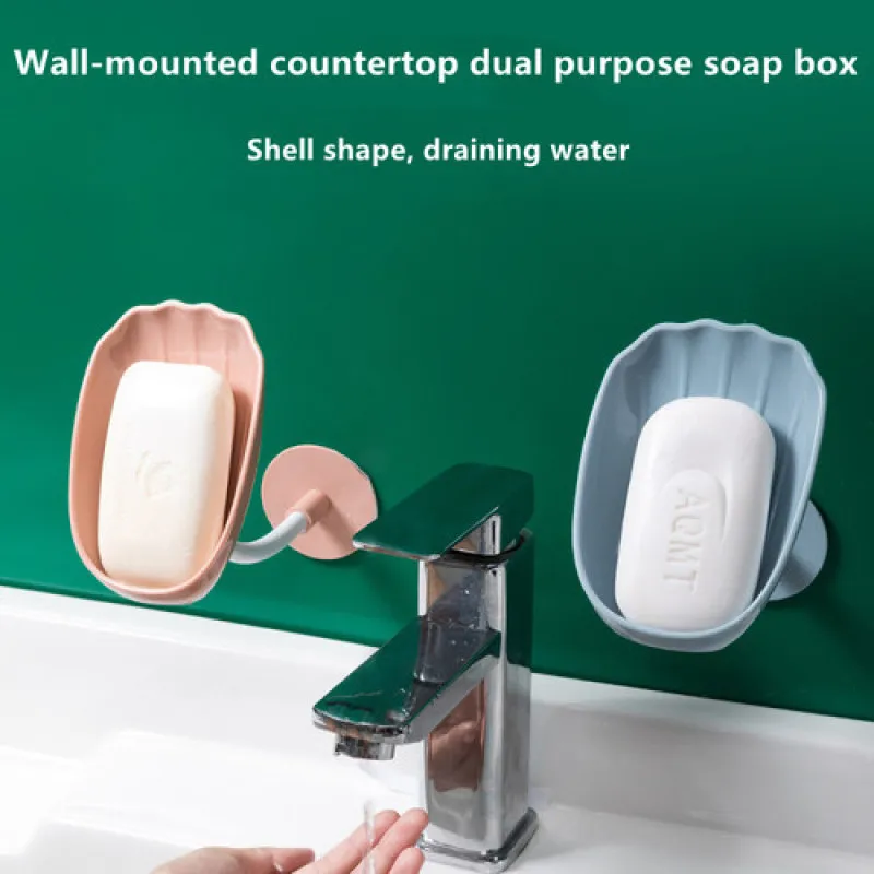 

Wall Mounted Soap Holder For bathroom 360 Degree Rotable Soap Dish Self-adhesive Drainage Soap Container Bathroom Gadget