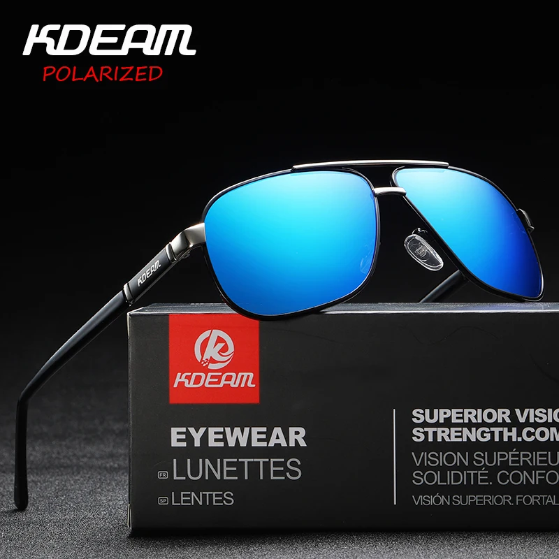 

KDEAM Brand Fashion Men Square Metal Sunglasses HD Polarized Lens Vintage Eyewear Accessories Fishing Sun Glasses For Women