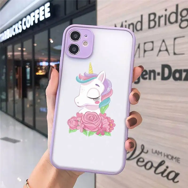 

Cute Cold Funny Unicorn Horse Phone Cases Matte Transparent for iPhone 7 8 11 12 s mini pro X XS XR MAX Plus cover funda