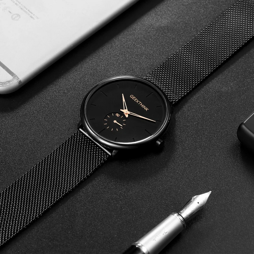 

Ultra Thin Creative Black Stainless steel Quartz Watches Men Simple Fashion Business Japan Wristwatch Clock Male Relogios new