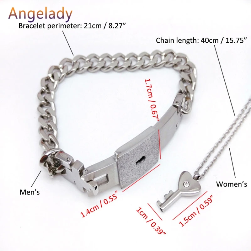 Пара титановая сталь замок браслет и ключ кулон ожерелье Любовь наборы подарок