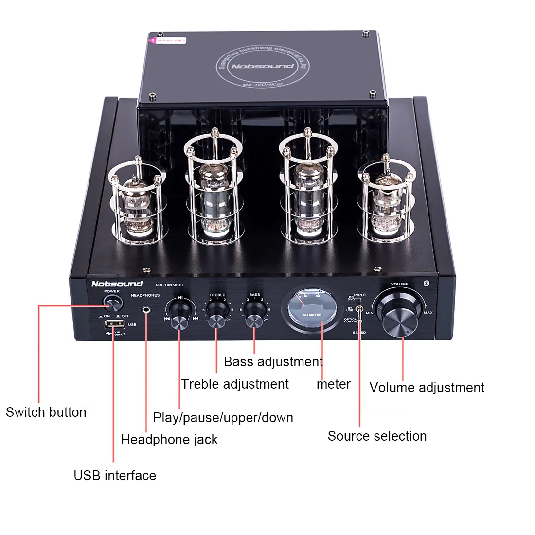 Nobsound MS-10Dhifi стерео ламповый усилитель встроенный Гибридный клапан мощности-Bluetooth