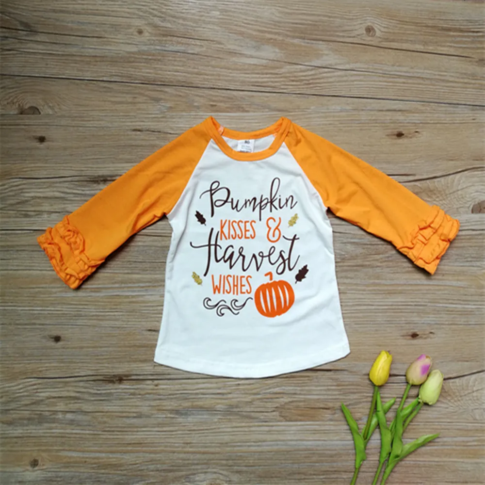 Топ с единорогом для девочек Рубашки тыквой на Хэллоуин Детские Рождественские