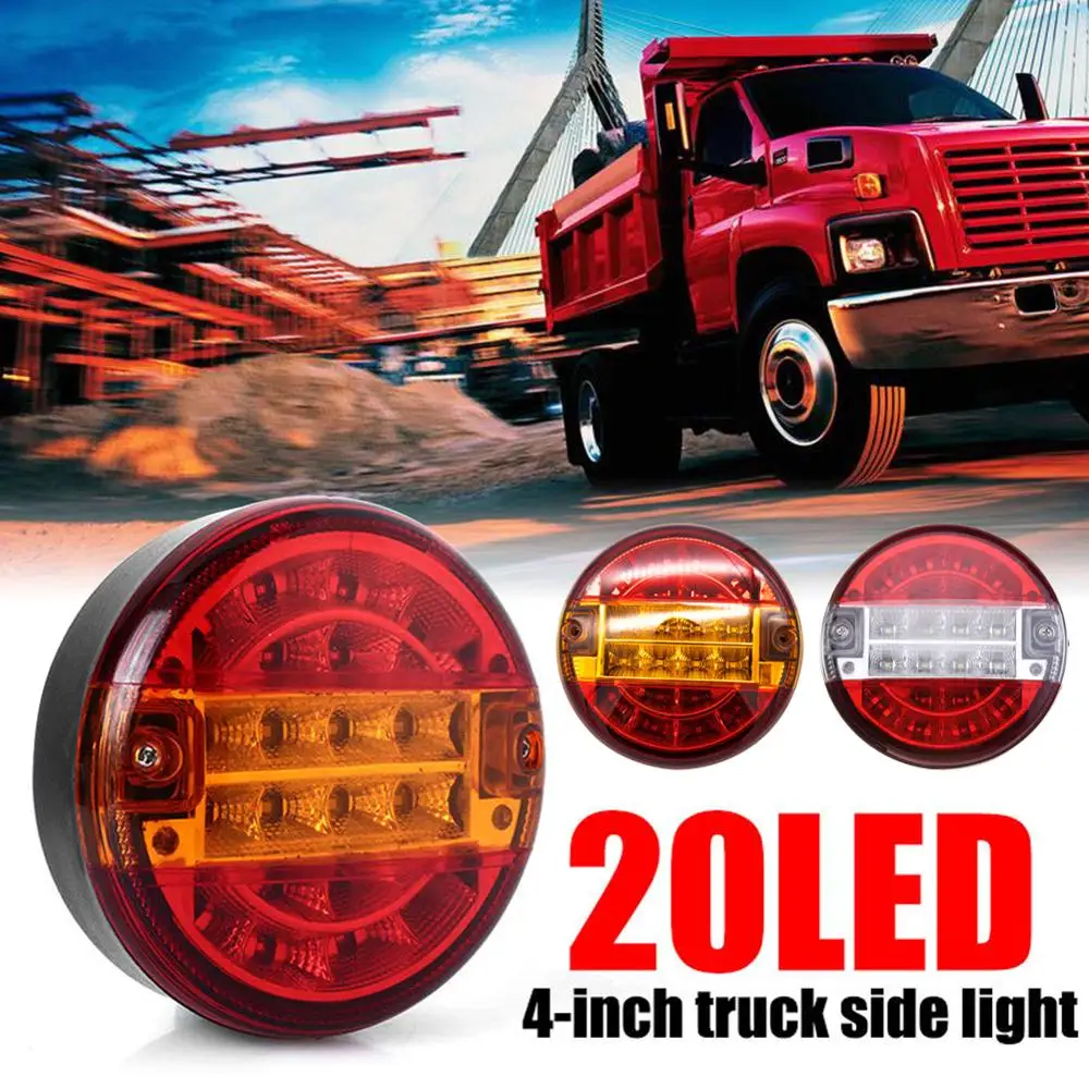 1Pc 20LED Truck Tail Light Rear Brake Stop Turn Signal Lamp Round Hamburger Bulb Fit Car Lorry Van Trailer 12V-24V | Автомобили и