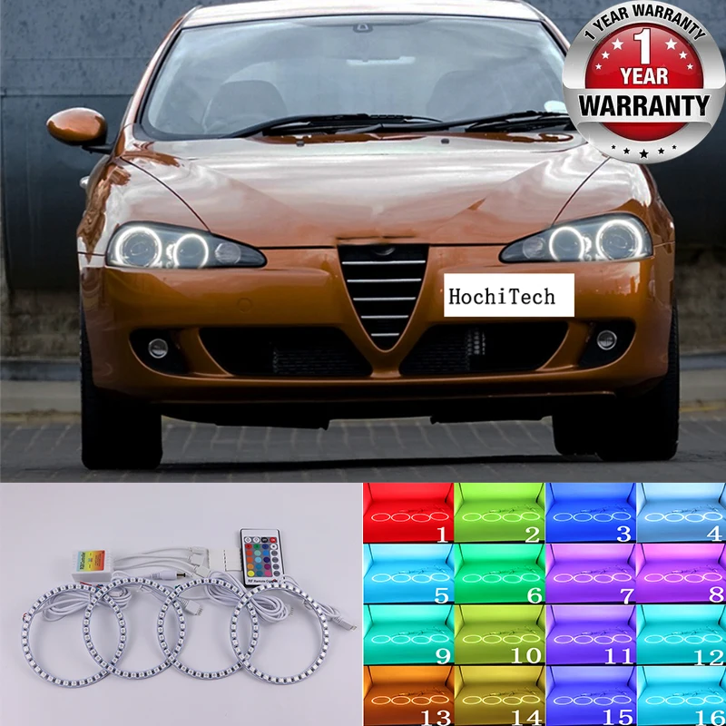 Для Alfa Romeo 147 2005 2010 высокое качество многоцветные светодиодные фары ангельские