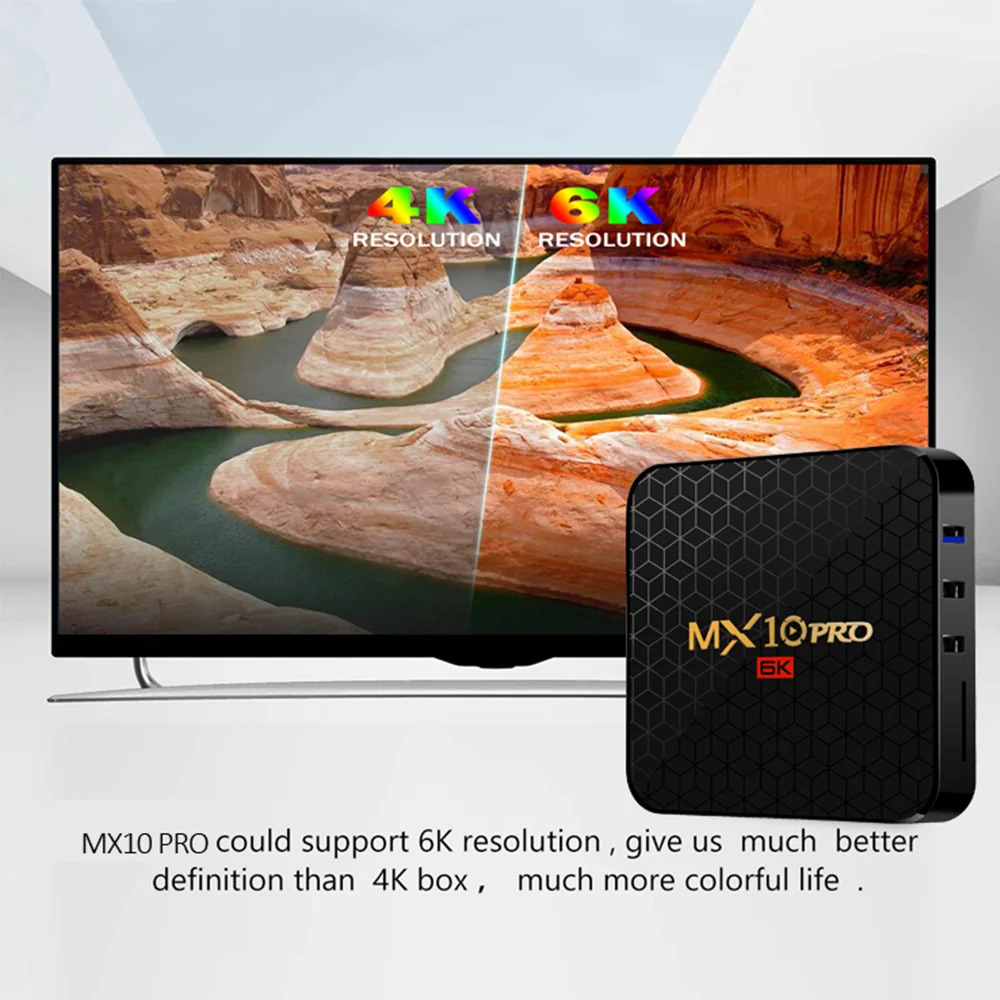 ТВ-приставка MX10 PRO 6K 2021 Android 9 0 Allwinner H6 DDR3 4 Гб ОЗУ 64 ПЗУ ТВ-приемник с 2 4G Wi-Fi