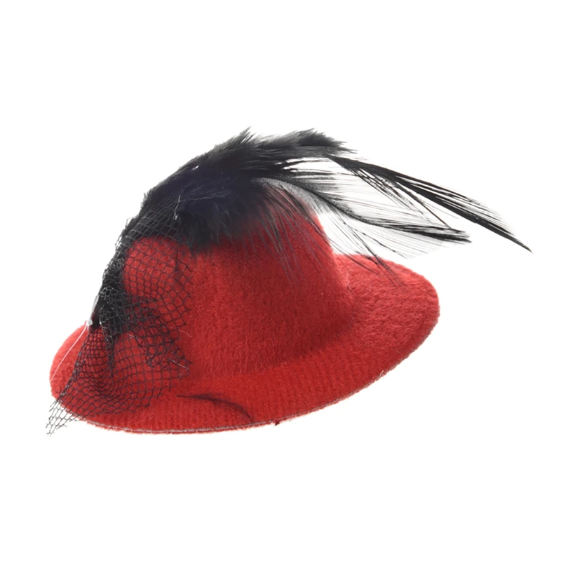 Женские вечерние Стразы Декор черное перо красный Мини топ головной убор заколка