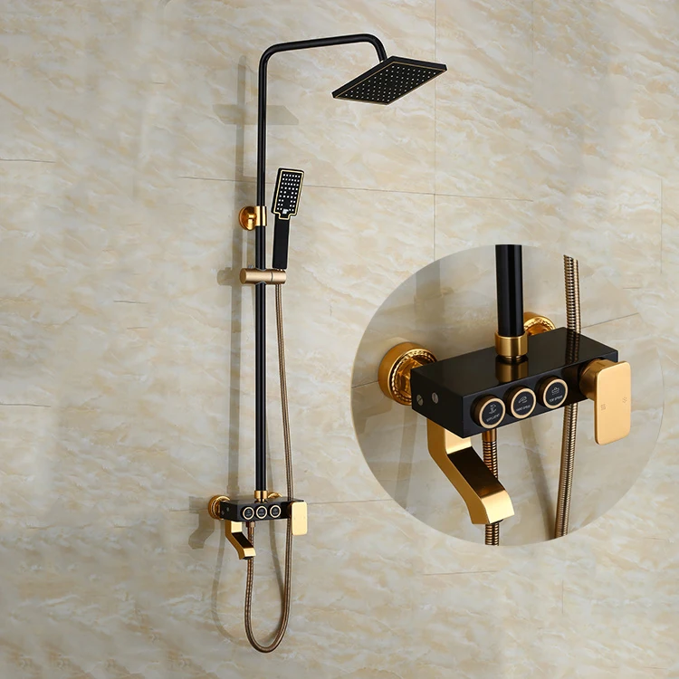 Новый черный + Позолоченный Космический алюминиевый смеситель для душа ванной