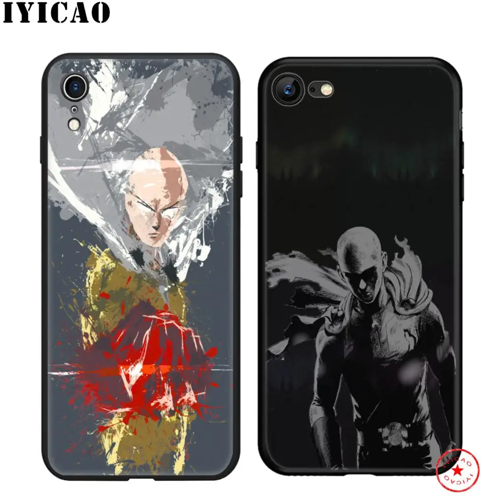 IYICAO One Punch Man мягкий черный силиконовый чехол для iPhone 11 Pro Xr Xs Max X или 10 8 7 6 6S Plus 5 5S SE |