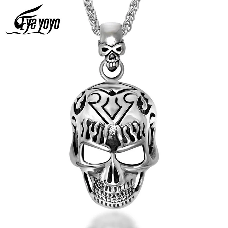 Ожерелье с черепом EyeYoYo винтажное ожерелье в стиле хип хоп черепом|Ожерелья