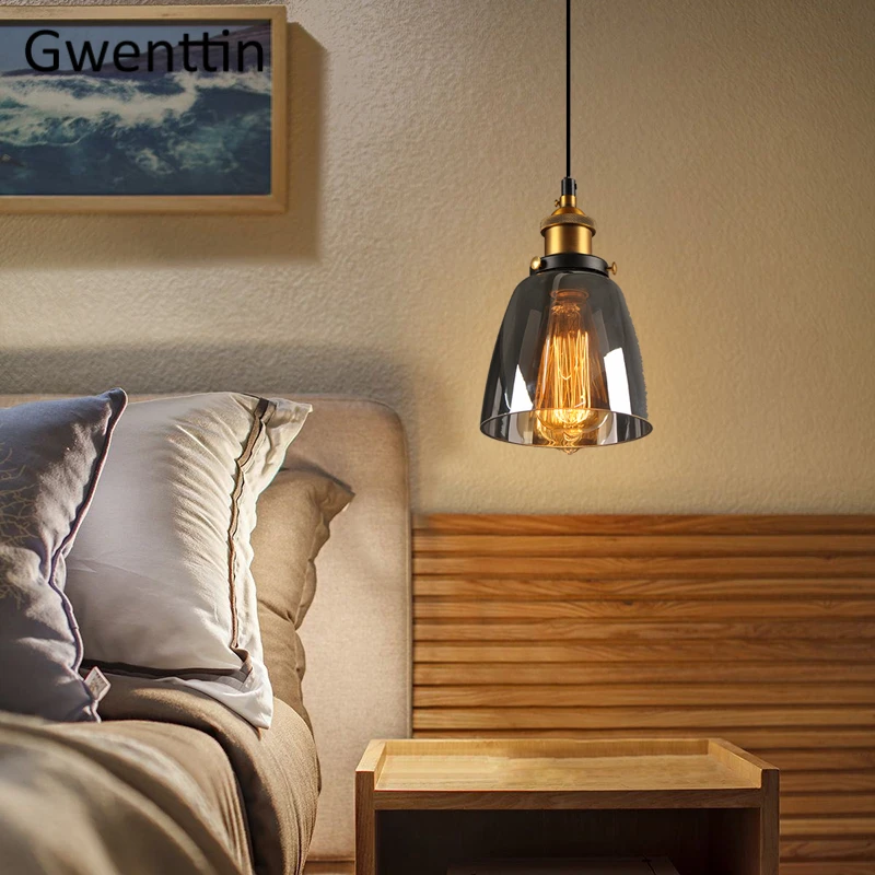 Винтажный стеклянный подвесной светильник в стиле лофт современная лампа