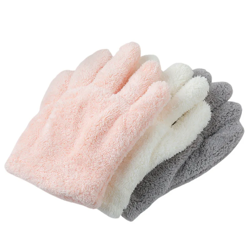 

Single pack coral fleece five-finger quick-drying absorbent gloves super absorbent thick dry hair towel