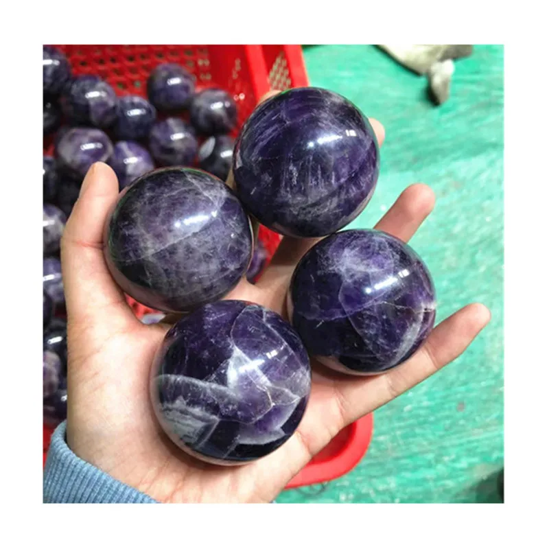 

Natural Dream Amethyst Ball Hand Carved Sphere Crystals Stones For Sale