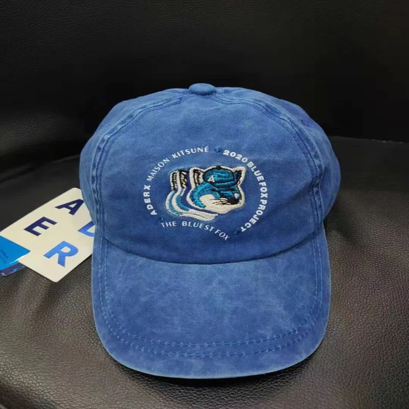 

2021 Ader Error Maison Kitsune Fox Layer Embroidery Denim Hat Women Men High Quality Summer Soft Cycling Cap Adjustable Harajuku