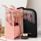 Косметичка-подставка для женщин, прозрачная сумочка на молнии для макияжа, дорожный женский держатель для кистей для макияжа, органайзер, сумка для туалетных принадлежностей